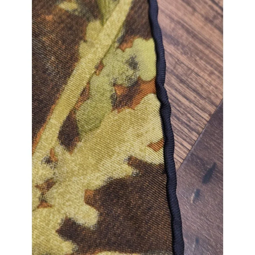 Vtg Abercrombie & Fitch Silk Scarf Lion Safari Print Made in France 33.5x32”